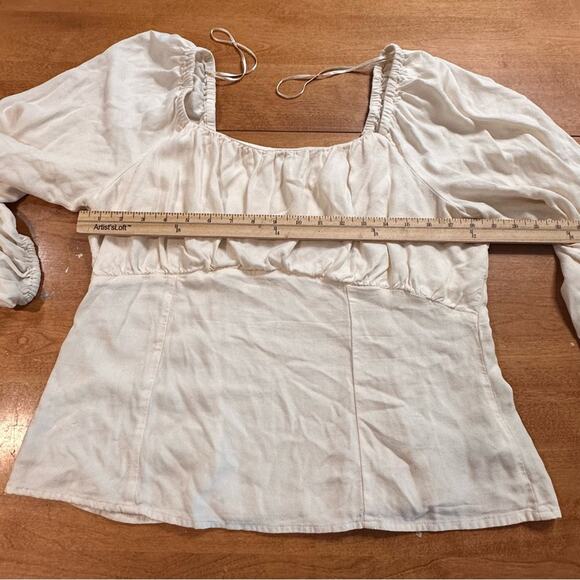 Old Navy Square Neck Crepe Off the Shoulder Long Sleeve Peasant Top Sz XL XLarge - Picture 6 of 13